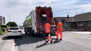 Serco Waste VE73 FML Dennis Eagle Elite  Emptying garden Waste bins [upl. by Ahseiuqal746]