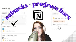 how to create a notion progress bar  subtasks [upl. by Naujad]