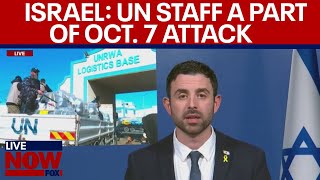 Israel Hamas war Israeli gov details UNRWA staff aid in Oct 7 attack  LiveNOW from FOX [upl. by Dlorad669]