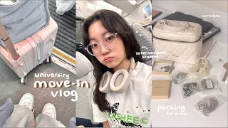 move in vlog 🧸 packing for uni dorm tour shopping 15hr flight international student settling in [upl. by Ward920]