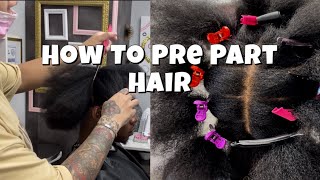 How To Pre Part Hair EASY for Box Braids Twists Plaits etc [upl. by Eanerb]