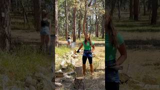 57 or 46 woodchopping woodsplitting axe challenge shorts itskyajeub [upl. by Cai]