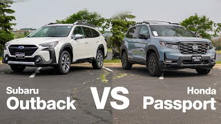 2024 Subaru Outback vs 2023 Honda Passport TrailSport  Comparison [upl. by Htebizile14]